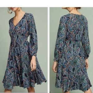 Anthropologie Maeve Maplewood Paisley Midi Dress Size XS